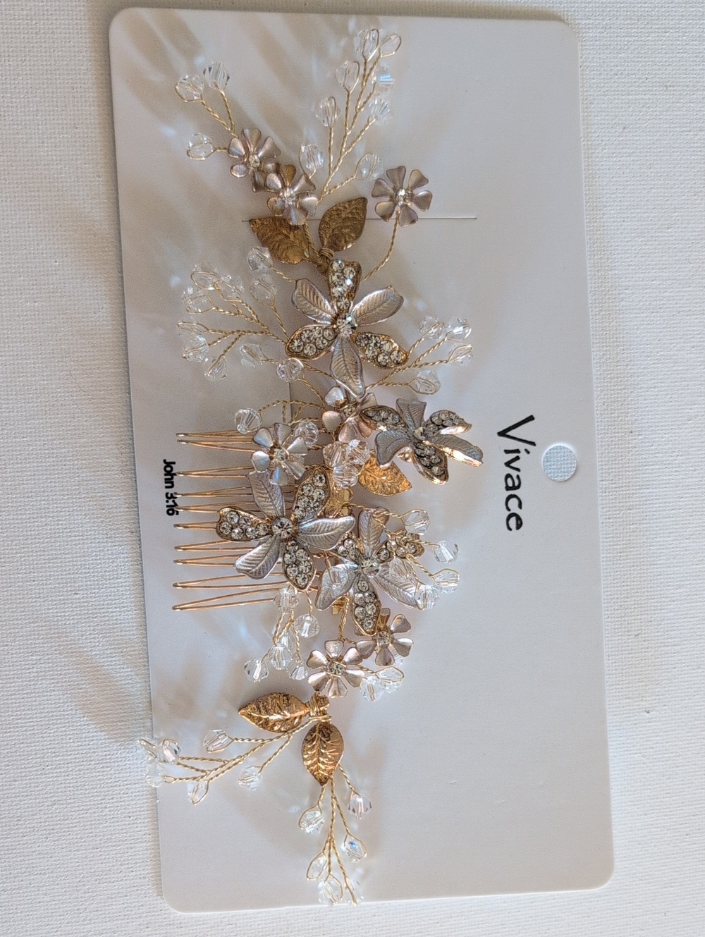 Vivace Floral Crystal Bridal Hair Comb Headpiece Gold Silver NEW